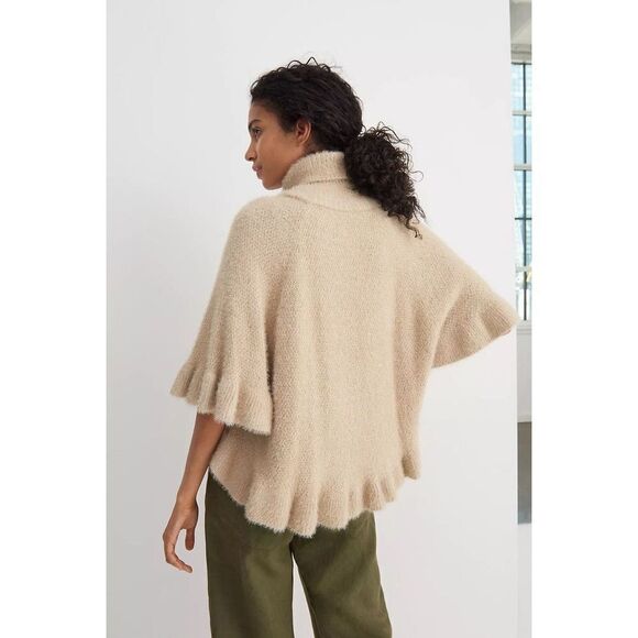 Anthropologie Ruffled Turtleneck Poncho Size OS - Picture 3 of 7